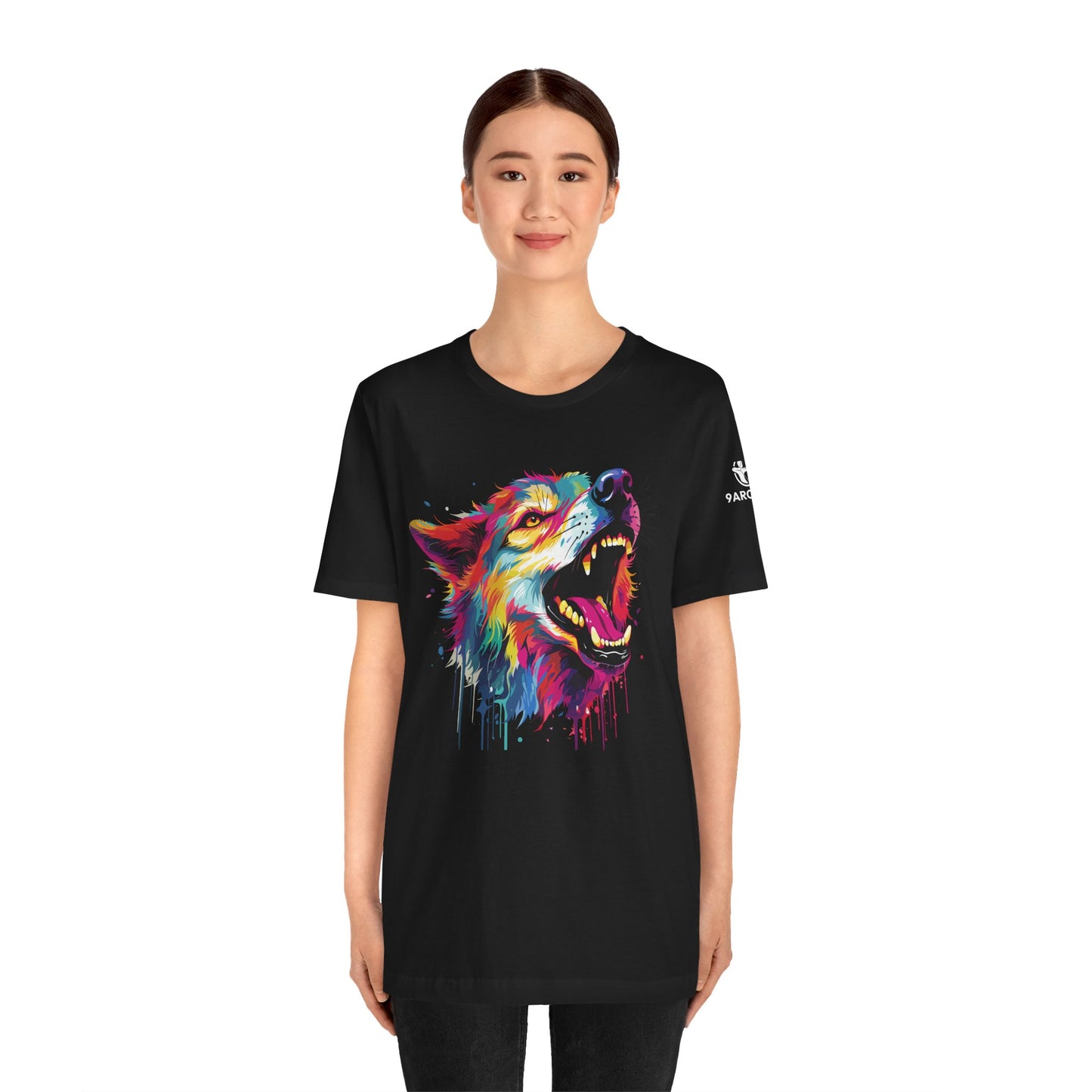 Colorful Howling Wolf Unisex Tee - Vibrant Art for Nature Lovers- Wolf Print Tee